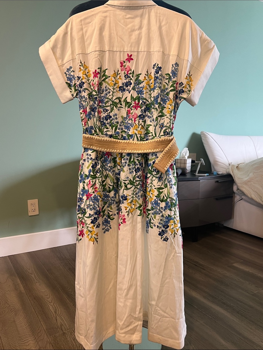Karl Lagerfeld Cream Floral Shirt Dress with Multicolor Blooms - Picture 7 of 10